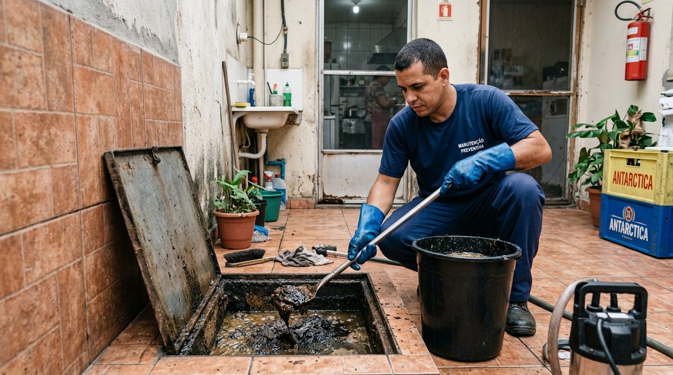 Limpeza de Caixa de Gordura com Equipe em Jundiaí‑SP